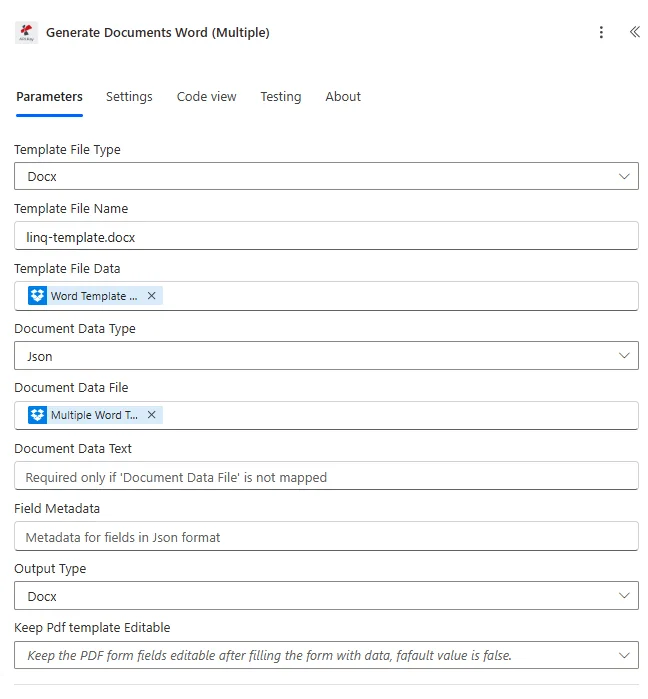 Büyütmek için tıklayın Word'den Belge Oluşturma Power Automate